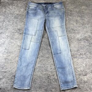 Ranbeeri Jeans Women's 13 Blue Light‎ Wash Denim Skinny 34 Patchwork Distressed